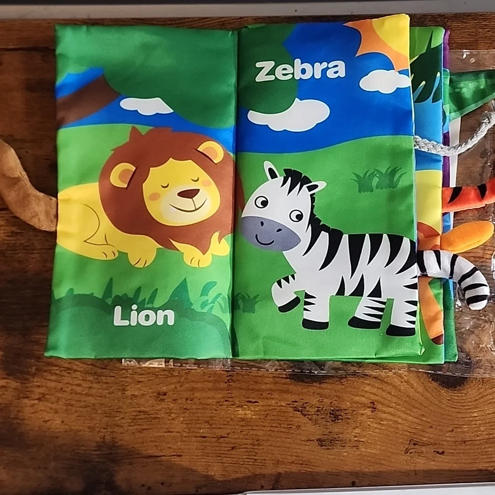 1oc Animal Tail Cloth Book, Suitable For Infants, Soft Baby Cloth Trail Toy With